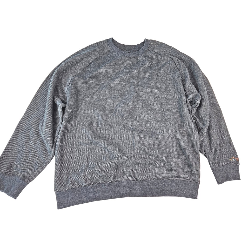 Greg Norman Mens XXL Gray Textured Raglan Crewneck Sweatshirt Shark Pullover